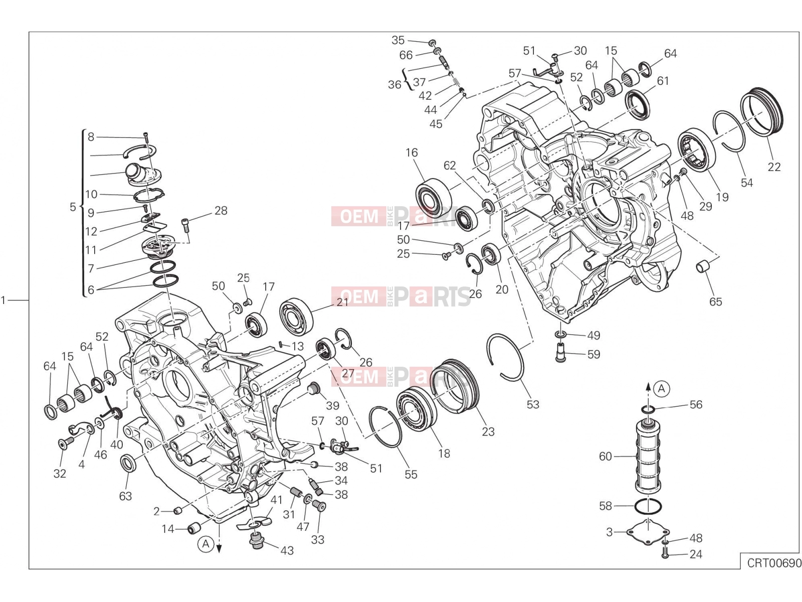 DUCATI 2016 Multistrada 1200 HALF-CRANKCASES PAIR [MOD:MS1200]