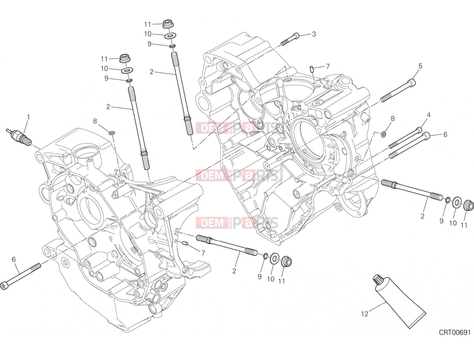 DUCATI 2017 Multistrada 1200 Enduro HALF-CRANKCASES PAIR [MOD:MS1200E]