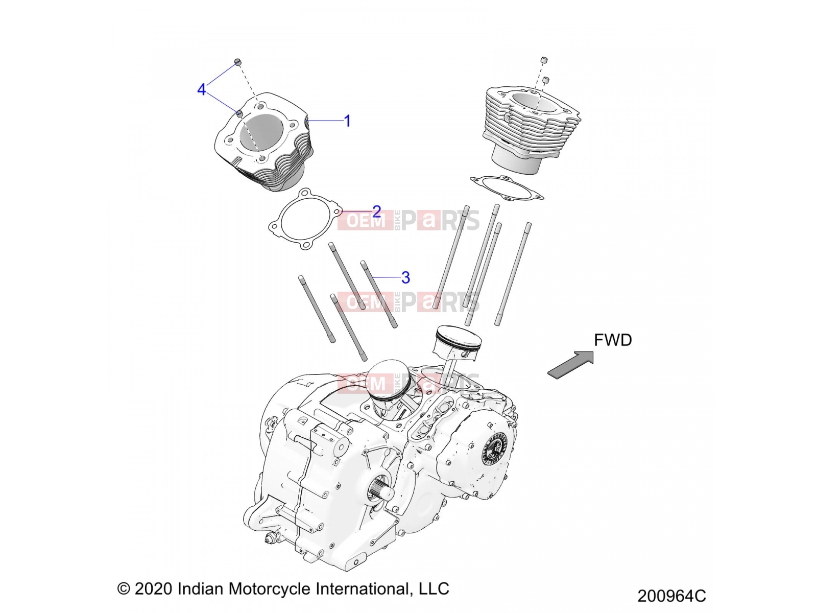 INDIAN 2021 SPRINGFIELD 111 (R01) (N21THAAA) ENGINE » ENGINE, CYLINDER - ALL OPTIONS (200964C)
