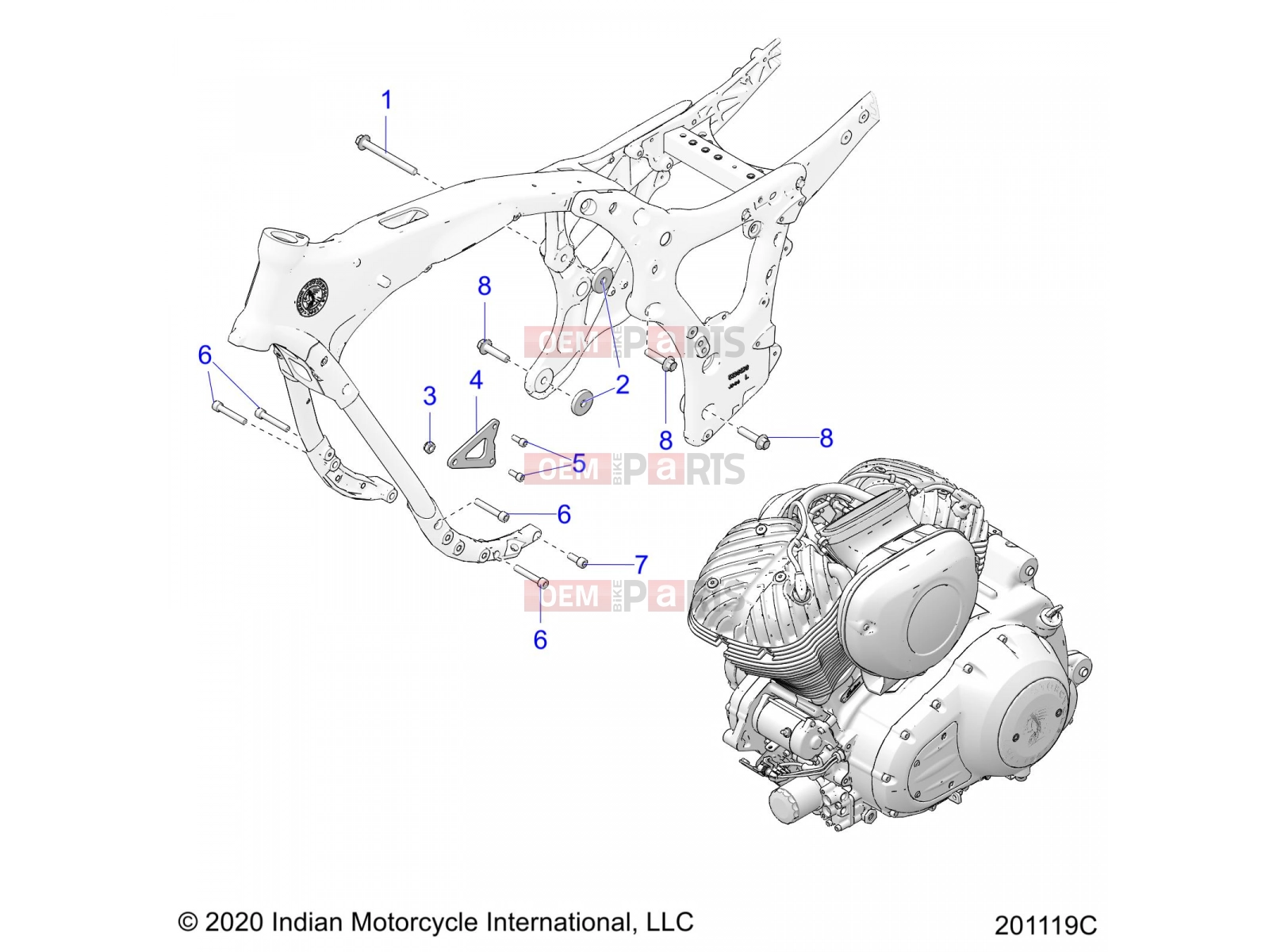 INDIAN 2021 SPRINGFIELD 111 (R01) (N21THAAA) ENGINE | ENGINE, ENGINE MOUNTING - N21THAAA ALL OPTIONS (201119C)