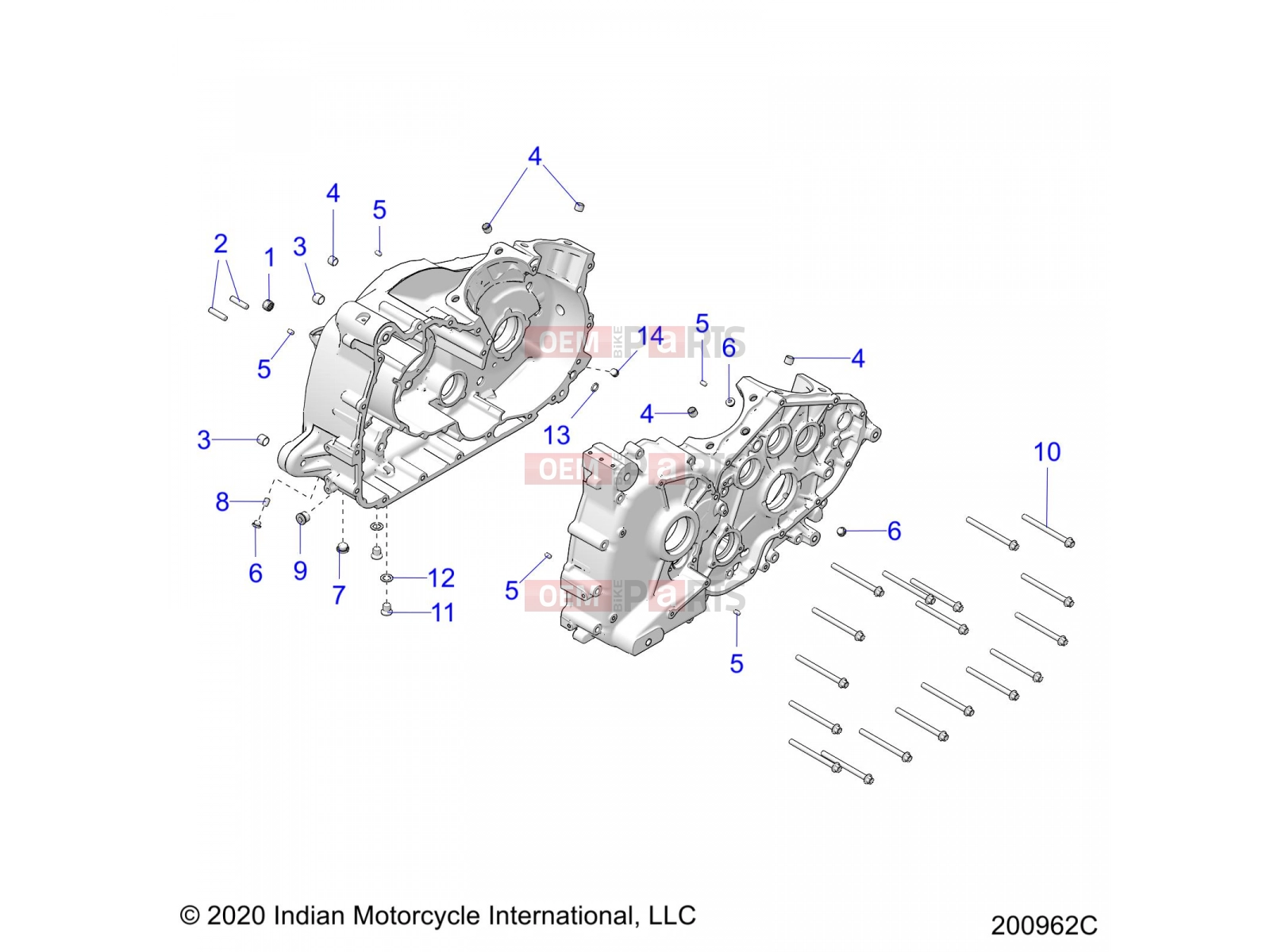 INDIAN 2022 SPRINGFIELD 111 (R01) (N22THAAA) ENGINE » ENGINE, CRANKCASE - ALL OPTIONS (200962C)