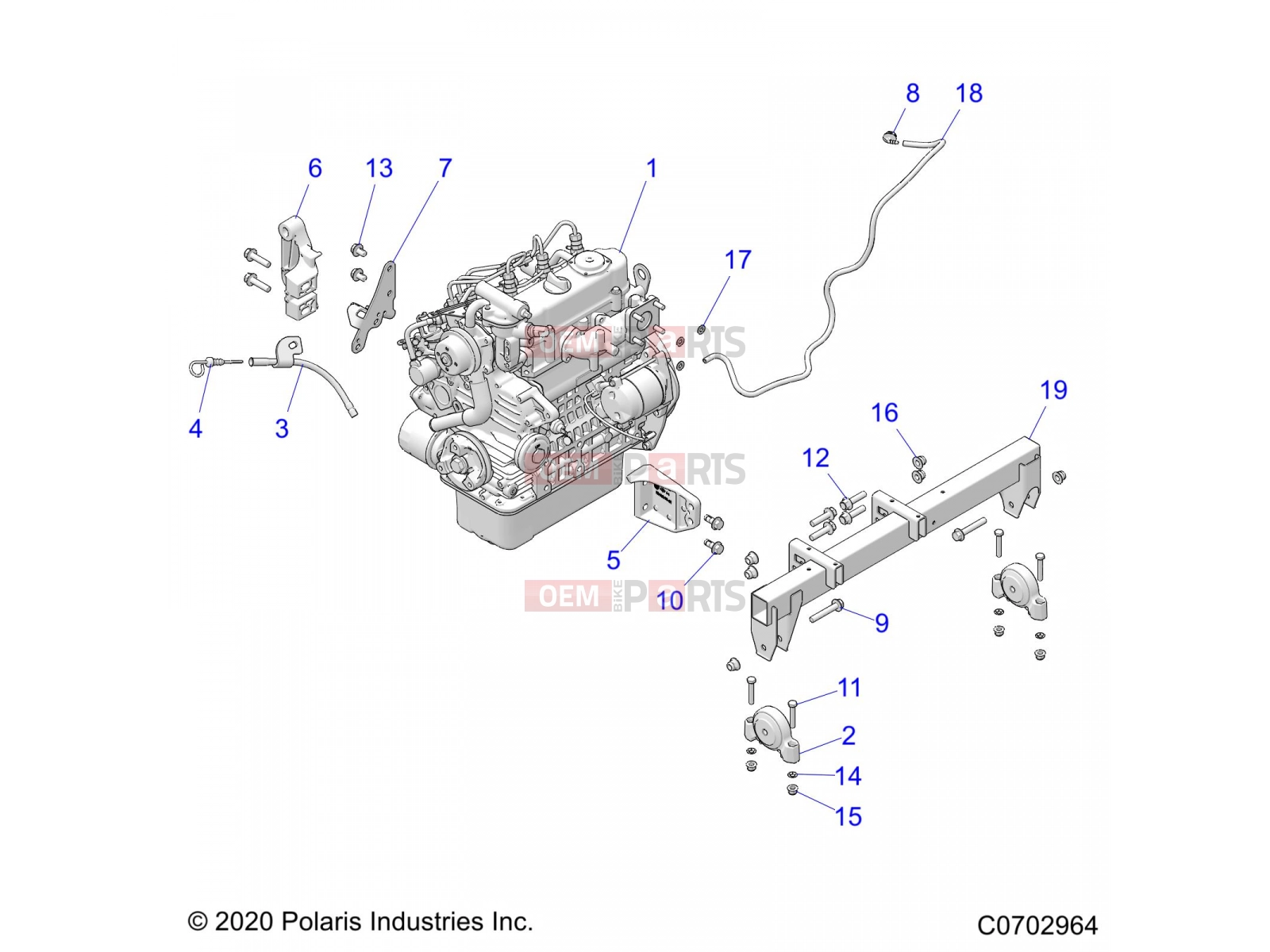 Polaris 2021 BRUTUS PRO XD 2000D (R02) (D21BBPD4B4) ENGINE | ENGINE, MOUNTING - D21BBPD4B4 (C0702964)