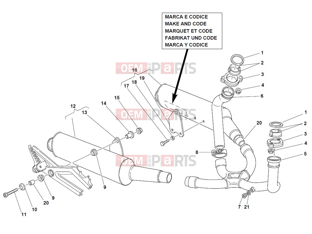 DUCATI 2000 Monster 900 EXHAUST SYSTEM