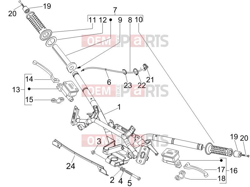 PIAGGIO X7 125 Handlebars/Steering » Handlebars - Master cil.