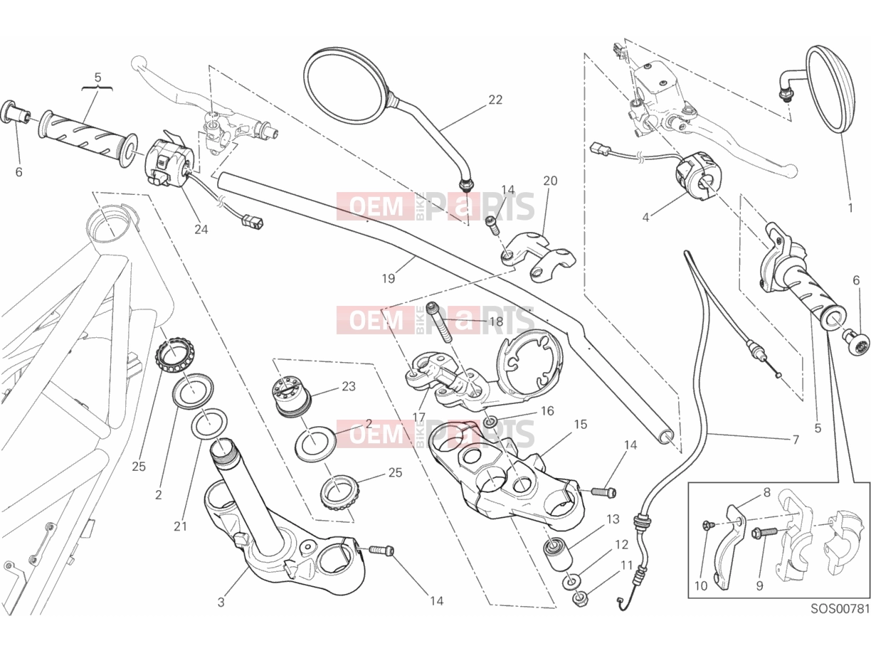 DUCATI 2016 Scrambler Sixty2 HANDLEBAR AND CONTROLS