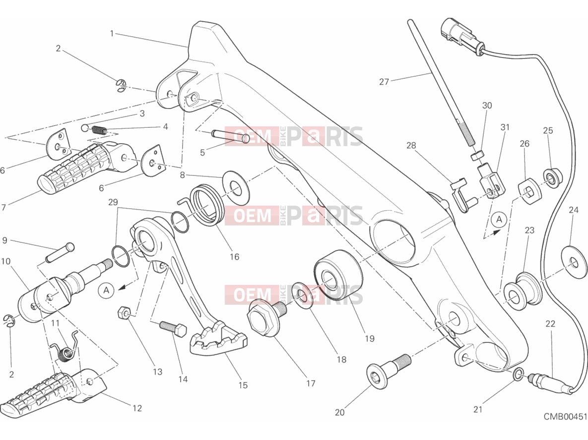 DUCATI 2016 Scrambler Sixty2 FOOTRESTS, RIGHT