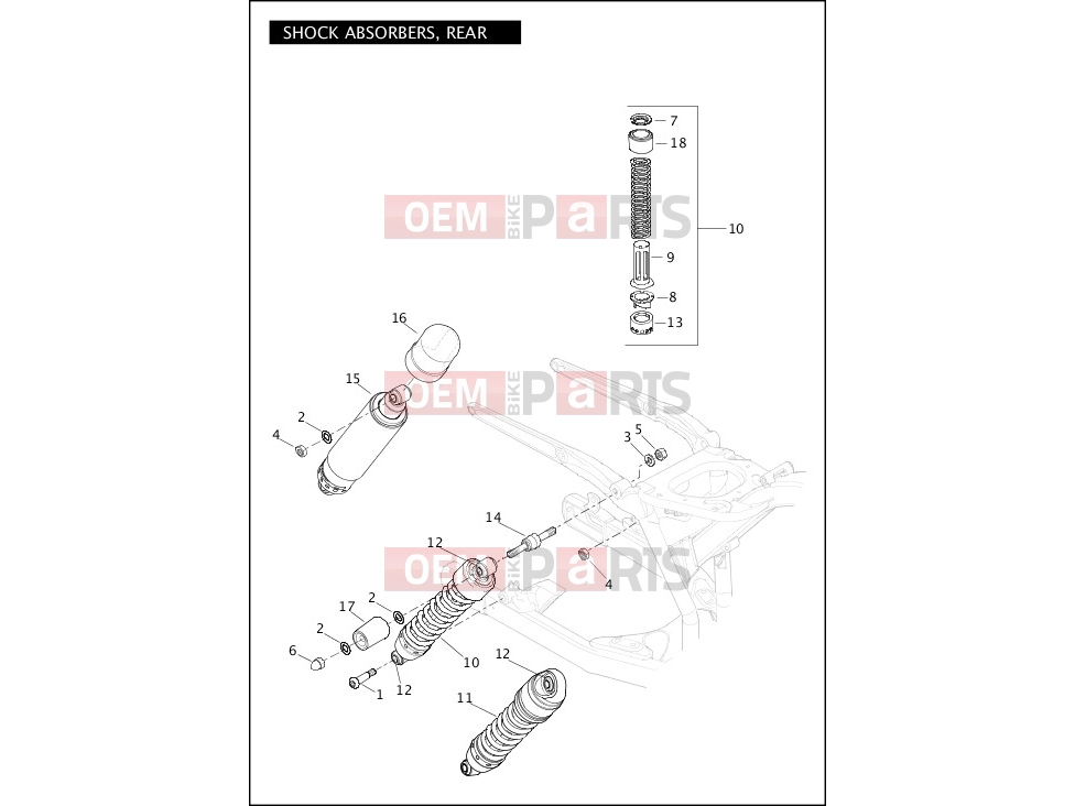 Harley-Davidson 2012 DYNA DYNA SWITCHBACK  - FLD 103 SHOCK ABSORBERS, REAR