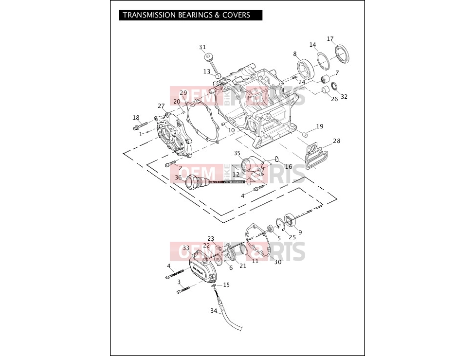 Harley-Davidson 2012 DYNA DYNA SWITCHBACK  - FLD 103 TRANSMISSION BEARINGS & COVERS