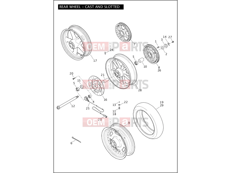 Harley-Davidson 2012 DYNA DYNA SWITCHBACK  - FLD 103 WHEELS, REAR, CAST & SLOTTED