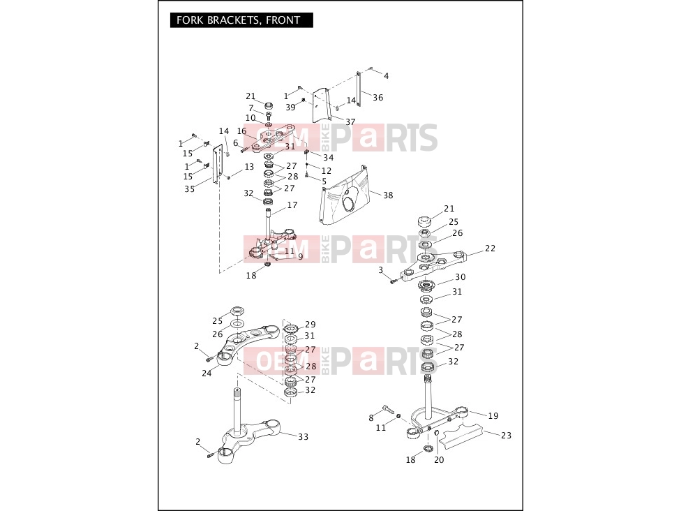 Harley-Davidson 2012 SOFTAIL BLACKLINE  - FXS 103 FORK BRACKETS, FRONT (2 OF 2)