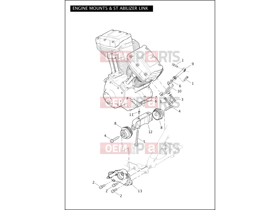 Harley-Davidson 2012 TOURING ULTRA CLASSIC  - FLHTCU ENGINE MOUNTS & STABILIZER LINK