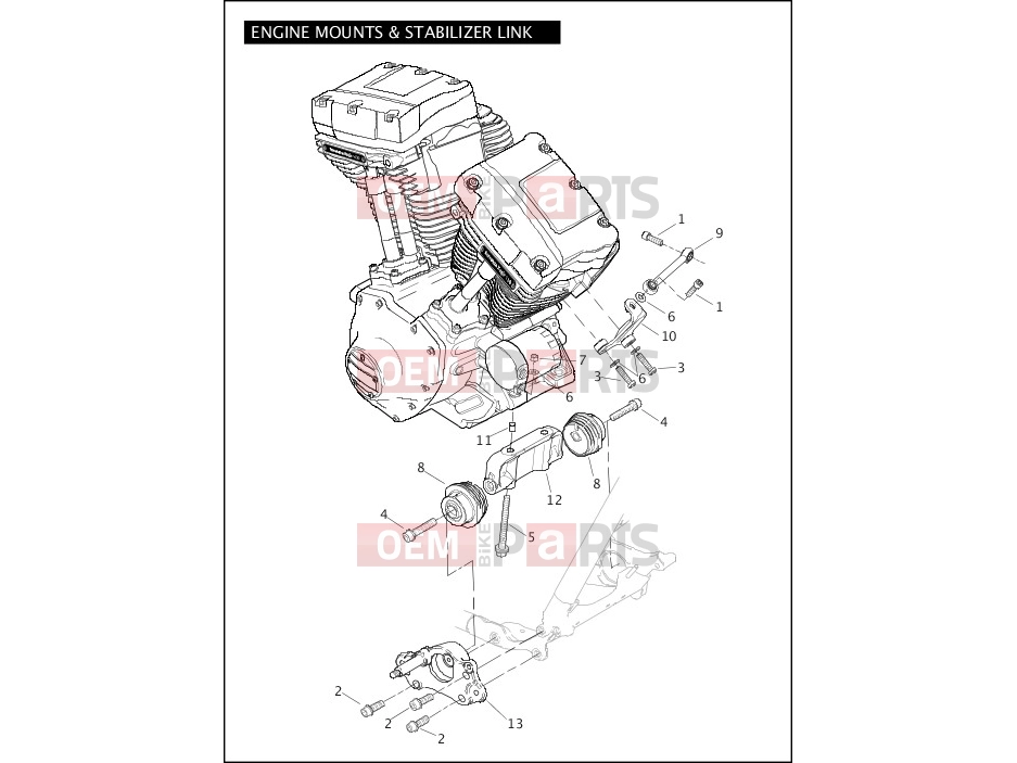 Harley-Davidson 2011 CVO/CUSTOM CVO ULTRA CLASSIC  - FLHTCUSE6 ENGINE MOUNTS & STABILIZER LINK