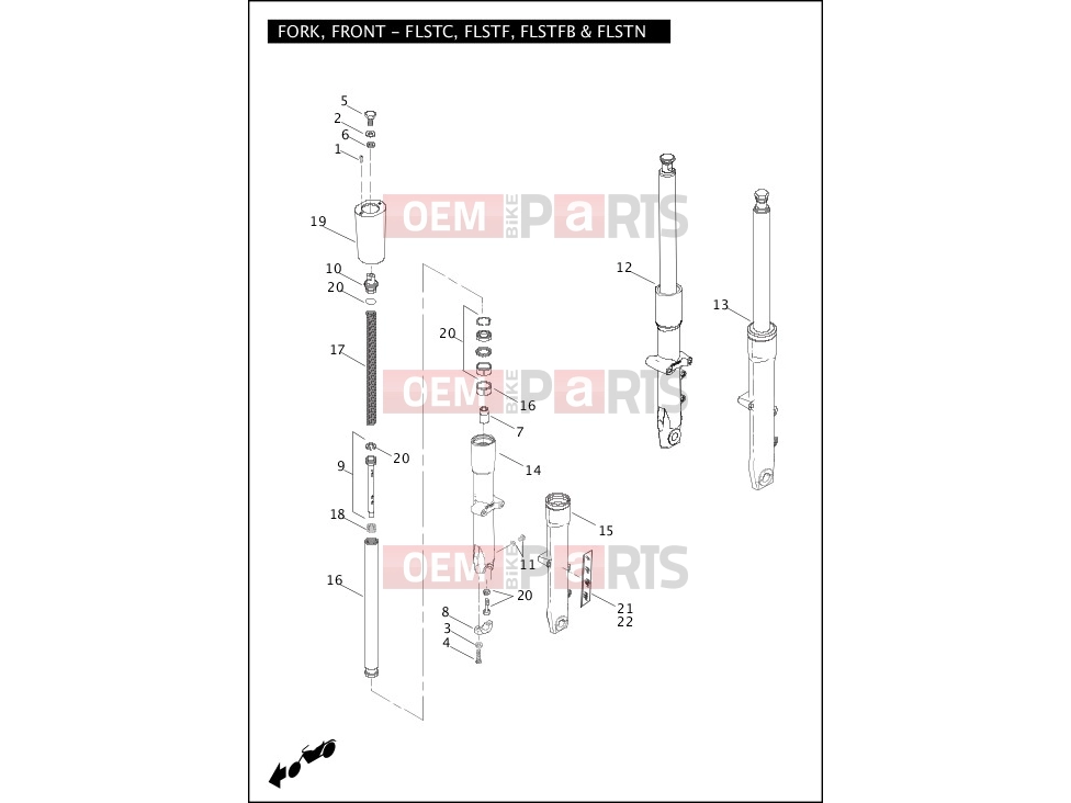 Harley-Davidson 2011 SOFTAIL CROSS BONES  - FLSTSB FORK, FRONT - FLSTC, FLSTF, FLSTFB & FLSTN