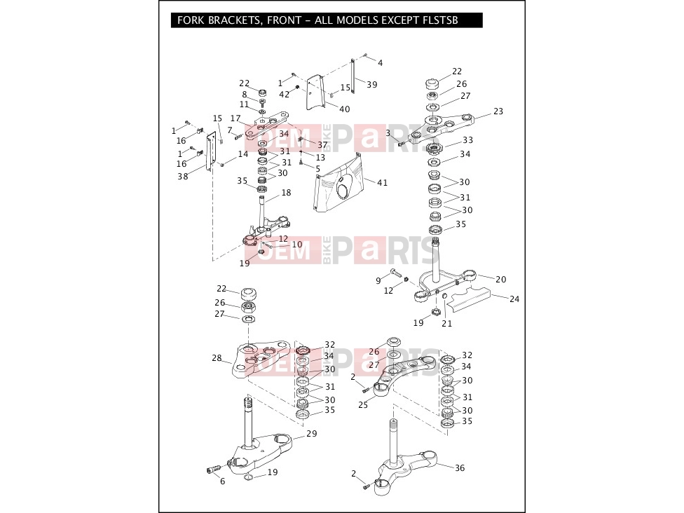 Harley-Davidson 2011 SOFTAIL ROCKER C  - FXCWC FORK BRACKETS, FRONT - ALL EXCEPT FLSTSB
