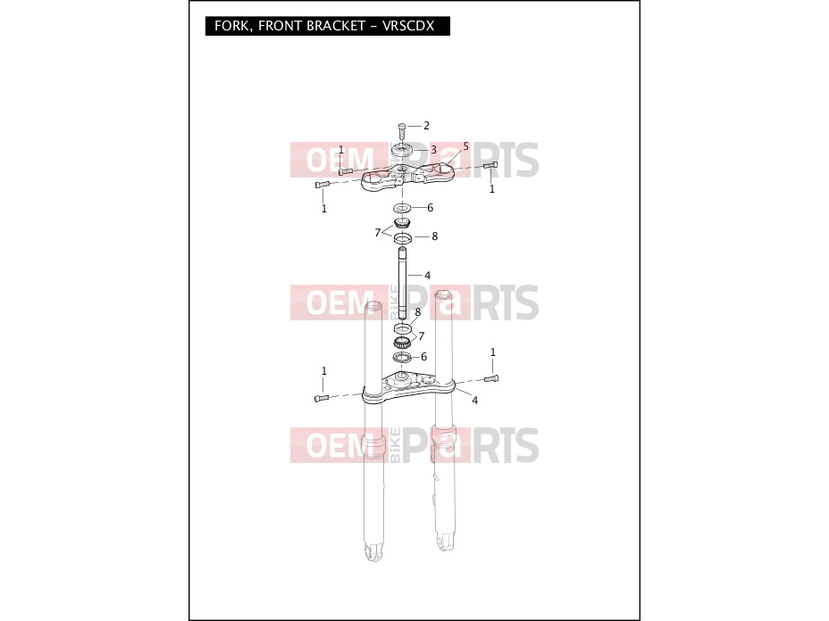 Harley-Davidson 2011 VRSC VRSCDX NIGHT ROD SPECIAL  - VRSCDX FORK, FRONT BRACKET - VRSCDX