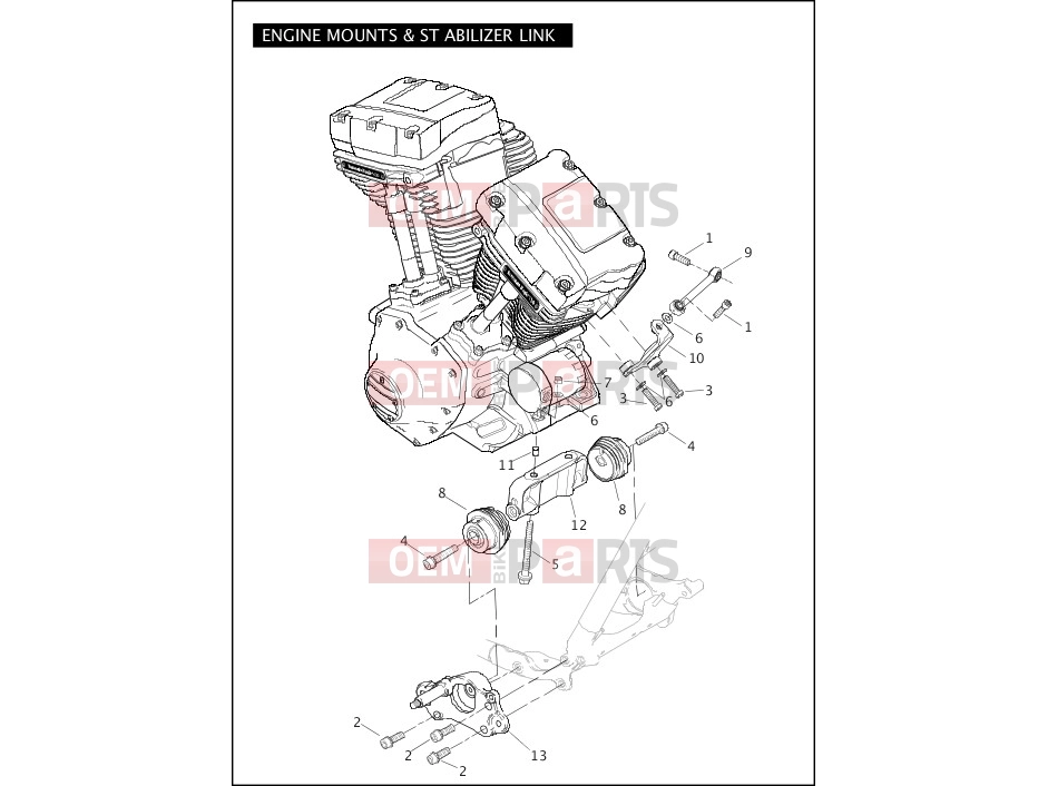 Harley-Davidson 2010 CVO/CUSTOM CVO ULTRA CLASSIC  - FLHTCUSE5 ENGINE MOUNTS & STABILIZER LINK