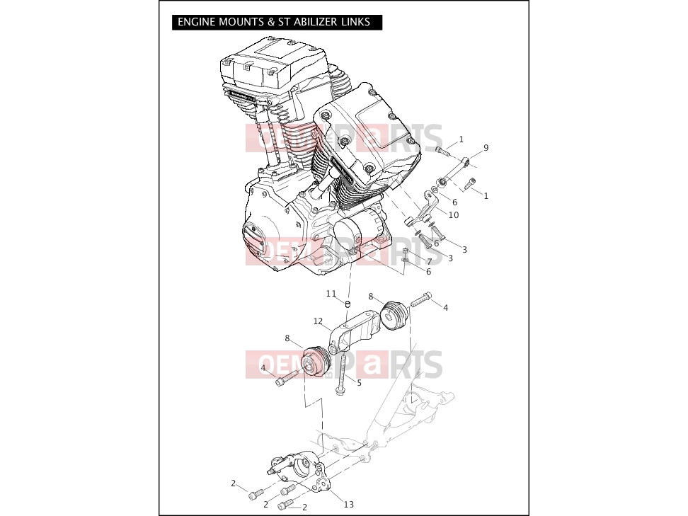 Harley-Davidson 2009 CVO/CUSTOM CVO ROAD GLIDE  - FLTRSE3 ENGINE MOUNTS & STABILIZER LINK