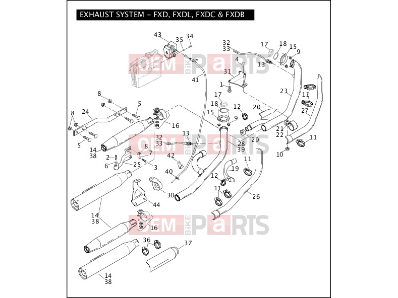 Harley-Davidson 2009 DYNA DYNA SUPER GLIDE  - FXD EXHAUST SYSTEM - FXD, FXDL, FXDC & FXDB