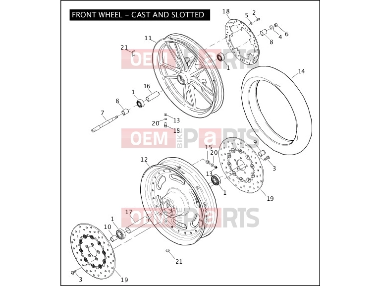 Harley-Davidson 2009 DYNA DYNA SUPER GLIDE  - FXD FRONT WHEEL - CAST & SLOTTED