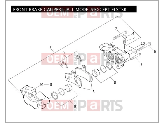 Harley-Davidson 2009 SOFTAIL SOFTAIL CUSTOM  - FXSTC FRONT BRAKE CALIPER - ALL MODELS EXCEPT FLSTSB