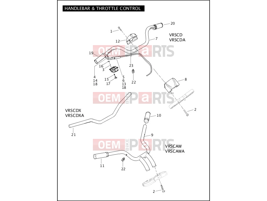 Harley-Davidson 2008 VRSC VRSCD NIGHT ROD  - VRSCD HANDLEBAR & THROTTLE CONTROL