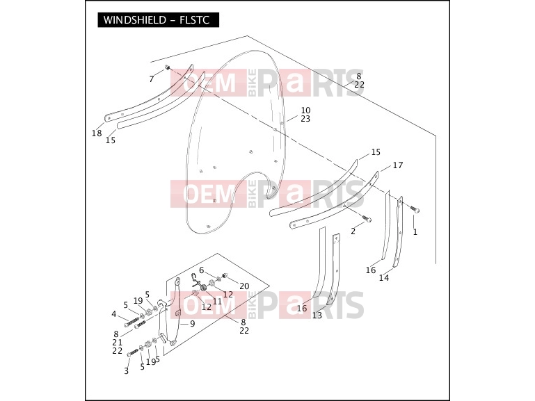 Harley-Davidson 2007 SOFTAIL SPRINGER CLASSIC  - FLSTSC WINDSHIELD - FLSTC