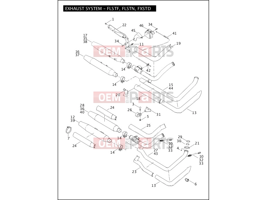Harley-Davidson 2007 SOFTAIL NIGHT TRAIN  - FXSTB EXHAUST SYSTEM - FLSTF, FLSTN, FXSTD