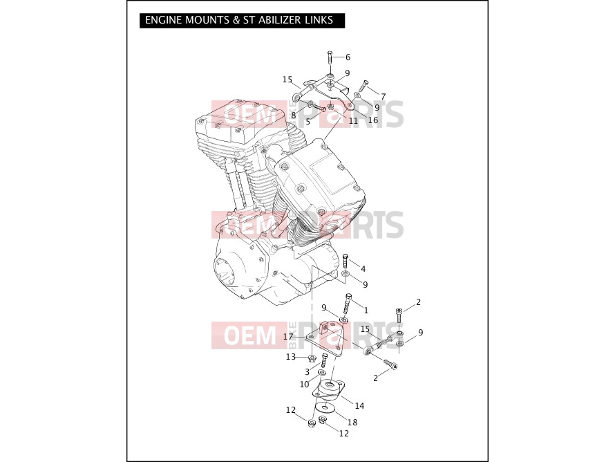 Harley-Davidson 2007 TOURING ELECTRA GLIDE CLASSIC  - FLHTC ENGINE MOUNTS & STABILIZER LINKS