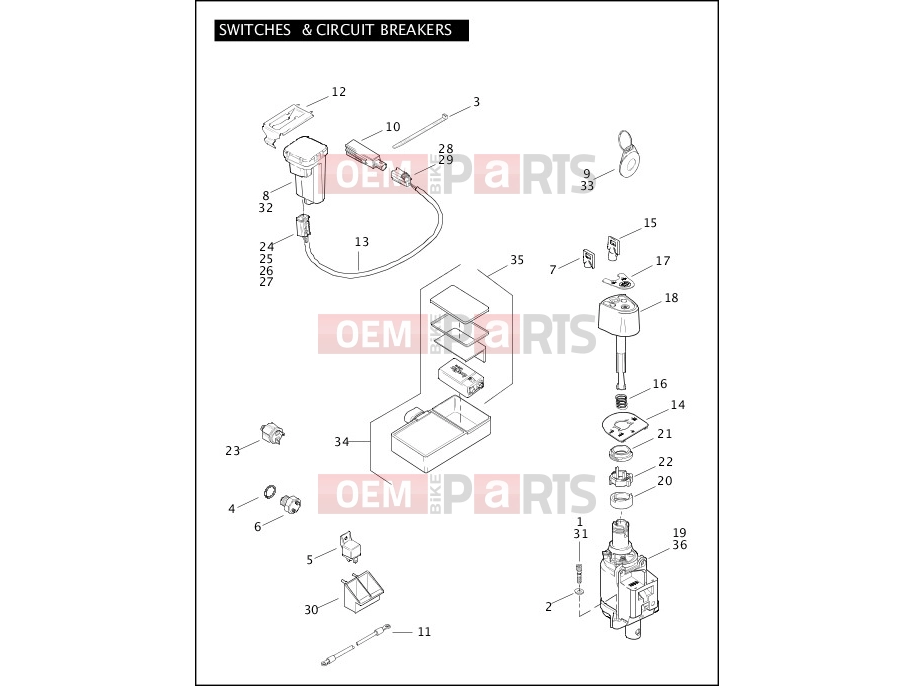 Harley-Davidson 2007 TOURING ELECTRA GLIDE CLASSIC  - FLHTC SWITCHES & CIRCUIT BREAKERS