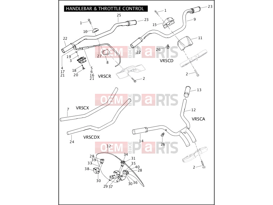 Harley-Davidson 2007 VRSC VRSCD NIGHT ROD  - VRSCD HANDLEBAR & THROTTLE CONTROL