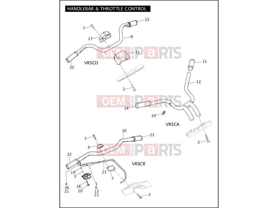 Harley-Davidson 2006 VRSC VRSCA V-ROD  - VRSCA HANDLEBAR & THROTTLE CONTROL