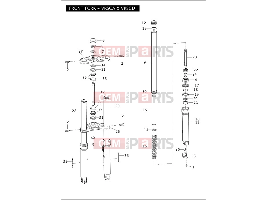 Harley-Davidson 2006 VRSC VRSCD NIGHT ROD  - VRSCD FRONT FORK - VRSCA & VRSCD