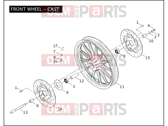 Harley-Davidson 2005 DYNA DYNA SUPER GLIDE CUSTOM  - FXDCI FRONT WHEEL - CAST