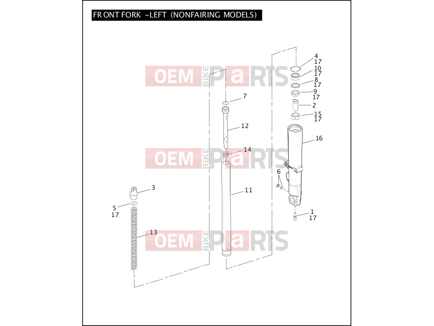 Harley-Davidson 2005 TOURING ELECTRA GLIDE CLASSIC  - FLHTC FRONT FORK - LEFT (NONFAIRING MODELS)