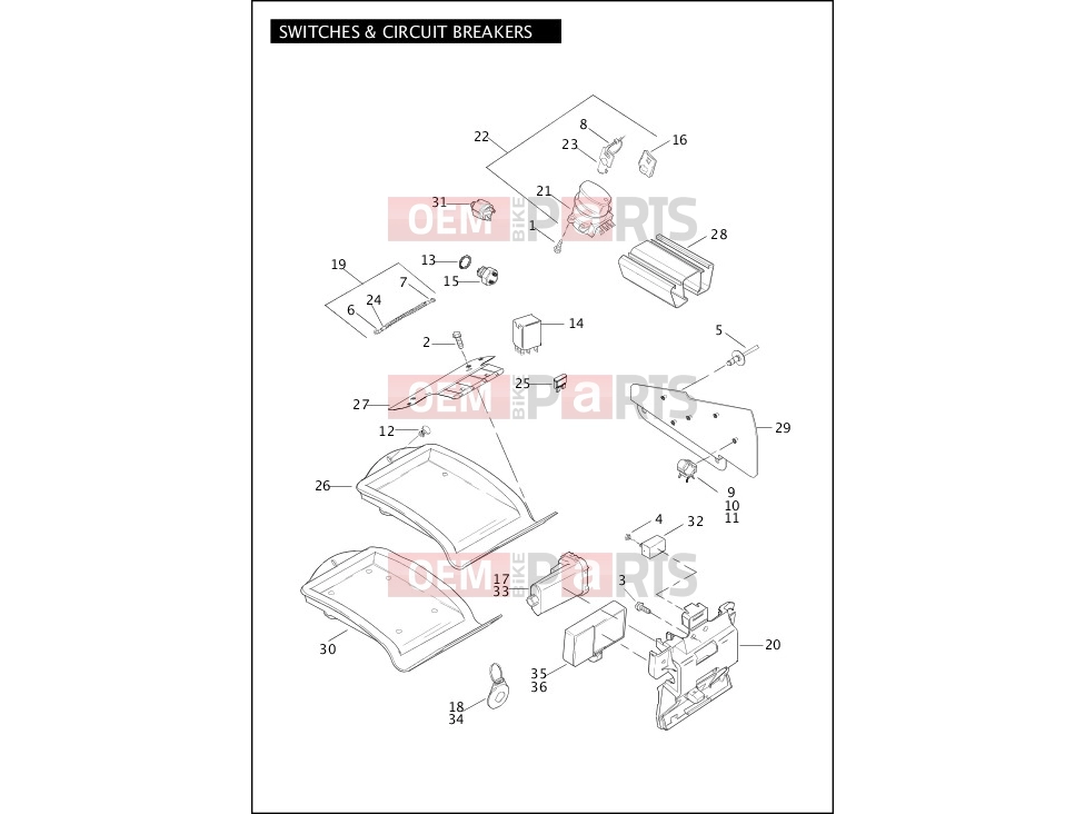 Harley-Davidson 2004 SOFTAIL NIGHT TRAIN  - FXSTB SWITCHES & CIRCUIT BREAKERS
