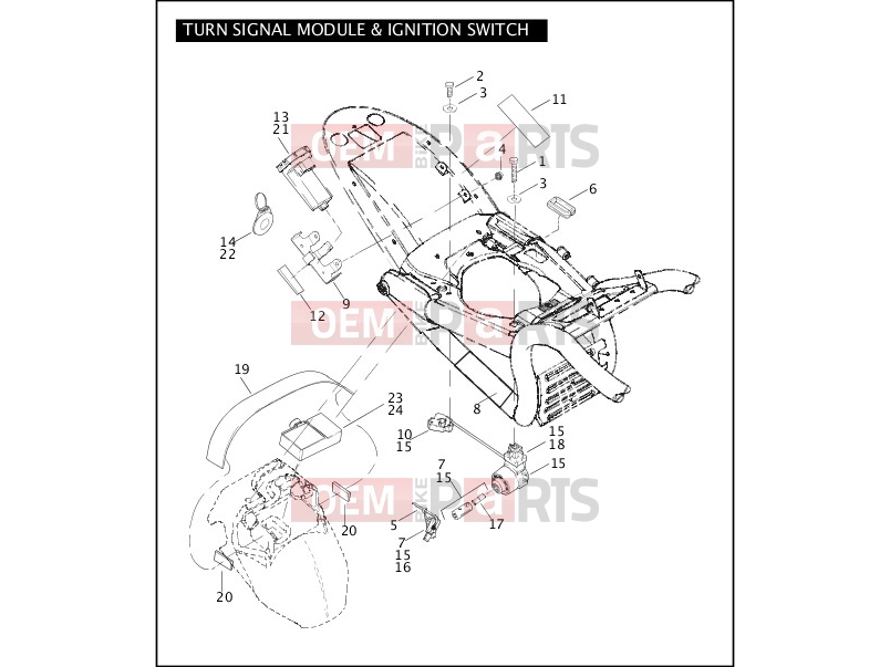 Harley-Davidson 2004 VRSC VRSCB V-ROD  - VRSCB TURN SIGNAL MODULE & IGNITION SWITCH