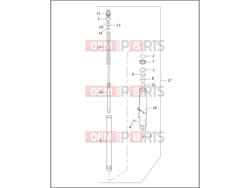 Harley-Davidson 2003 TOURING ELECTRA GLIDE STANDARD  - FLHTI FRONT FORK - LEFT (FAIRING MODELS)