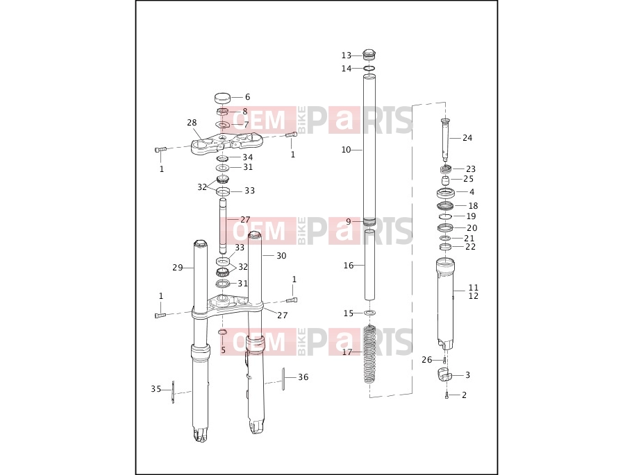 Harley-Davidson 2002 VRSC VRSCA V-ROD 98  - VRSCA 98 FRONT FORK