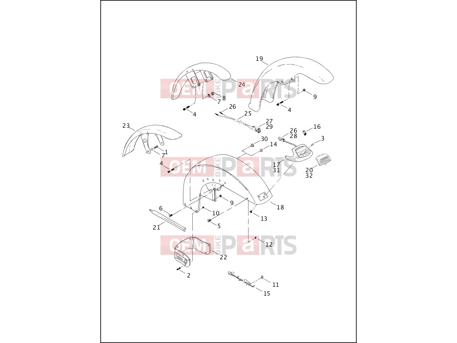 Harley-Davidson 2000 SOFTAIL NIGHT TRAIN  - FXSTB FRONT FENDER - FXST, FXSTB, FXSTD, FLSTC & FLSTF