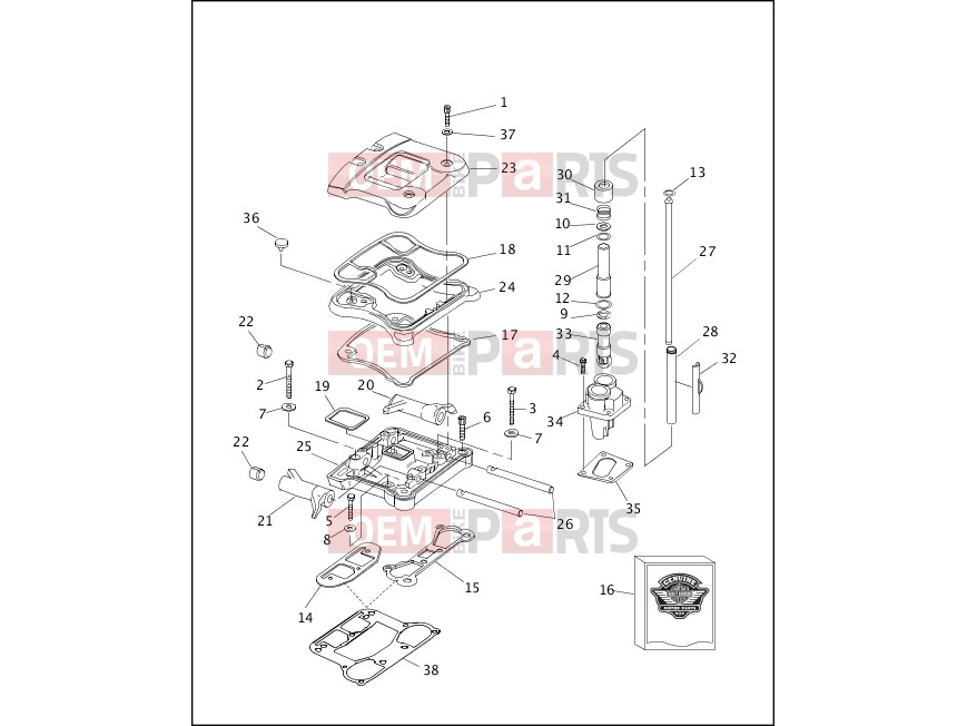 Harley-Davidson 1998 SOFTAIL SOFTAIL CUSTOM  - FXSTC ROCKER ARMS, COVERS & PUSHRODS - V2â¢ EVOLUTION