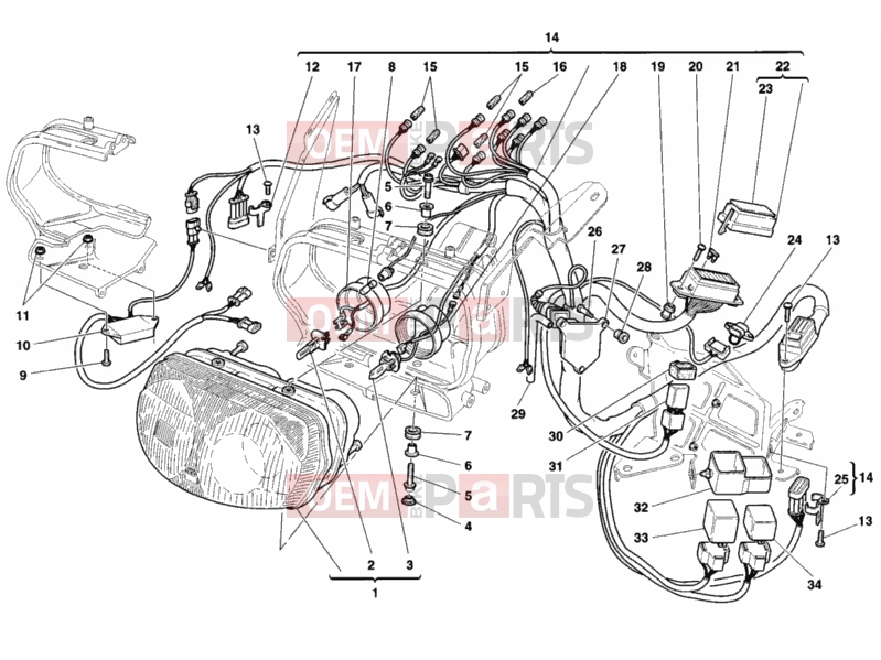 DUCATI 2000 Sporttouring ST2 HEADLIGHT » LIGHTING SYSTEM