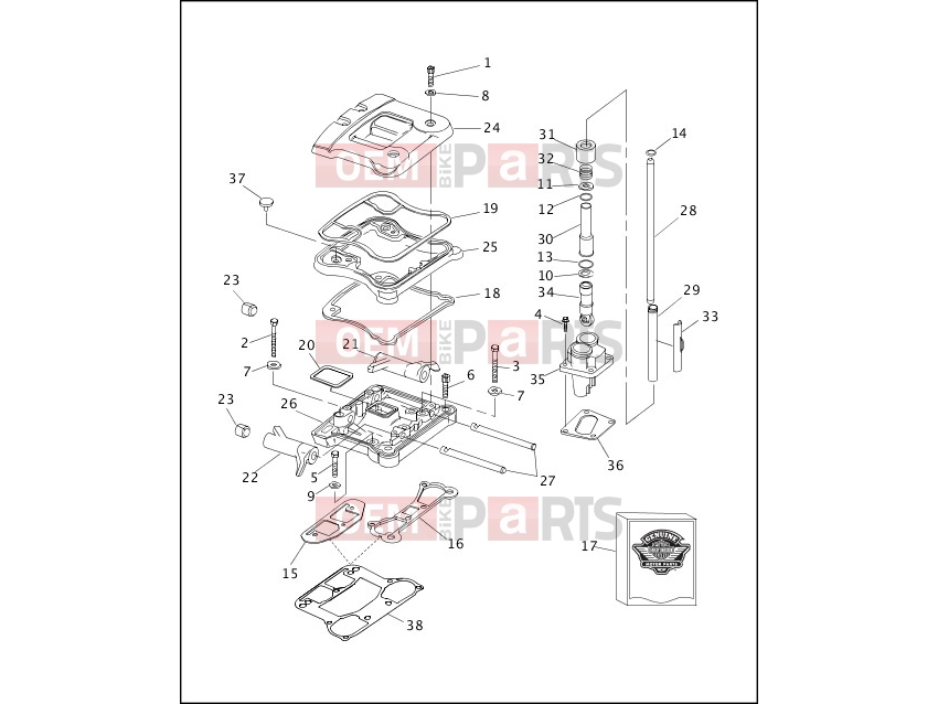 Harley-Davidson 1995 SOFTAIL SOFTAIL CUSTOM  - FXSTC ROCKER ARMS, COVERS & PUSHRODS - V2â¢ EVOLUTION