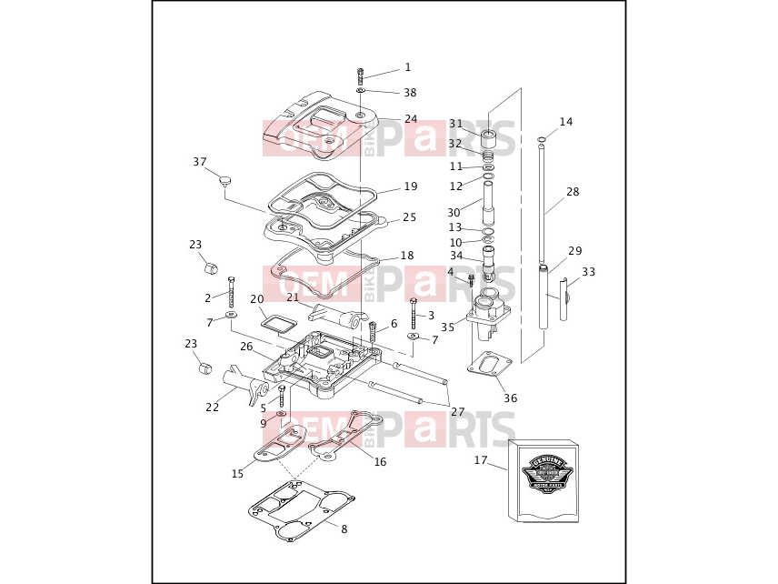 Harley-Davidson 1993 SOFTAIL SOFTAIL CUSTOM  - FXSTC ROCKER ARMS, COVERS & PUSHRODS - VÂ²â¢ EVOLUTION