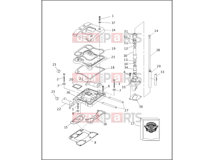 Harley-Davidson 1992 SOFTAIL SOFTAIL CUSTOM  - FXSTC ROCKER ARMS, COVERS & PUSHRODS - V2â¢ EVOLUTION