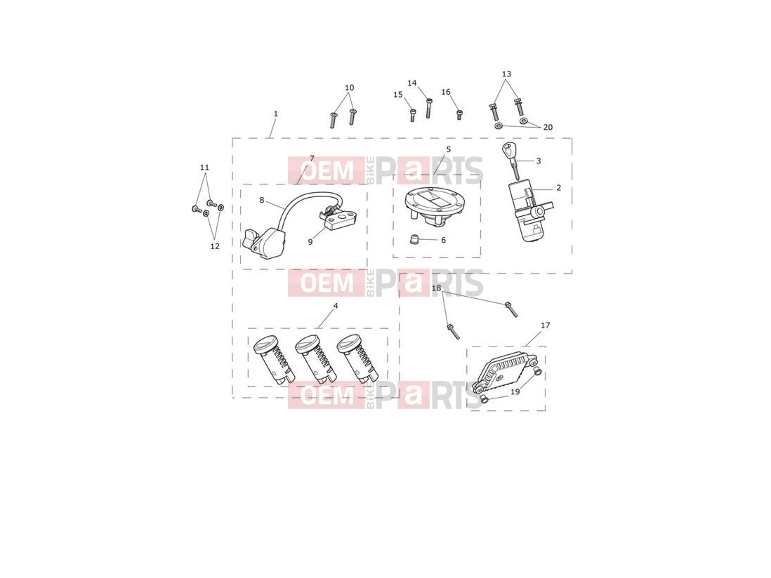 Triumph 2020 Tiger 800 XRT Ignition Switch & Lock Set