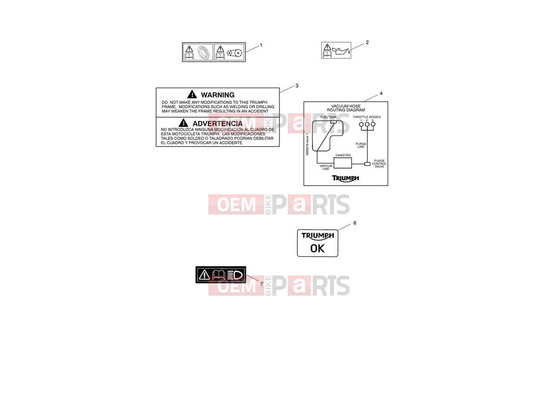 Triumph 2020 Tiger 800 XRT Warning Labels