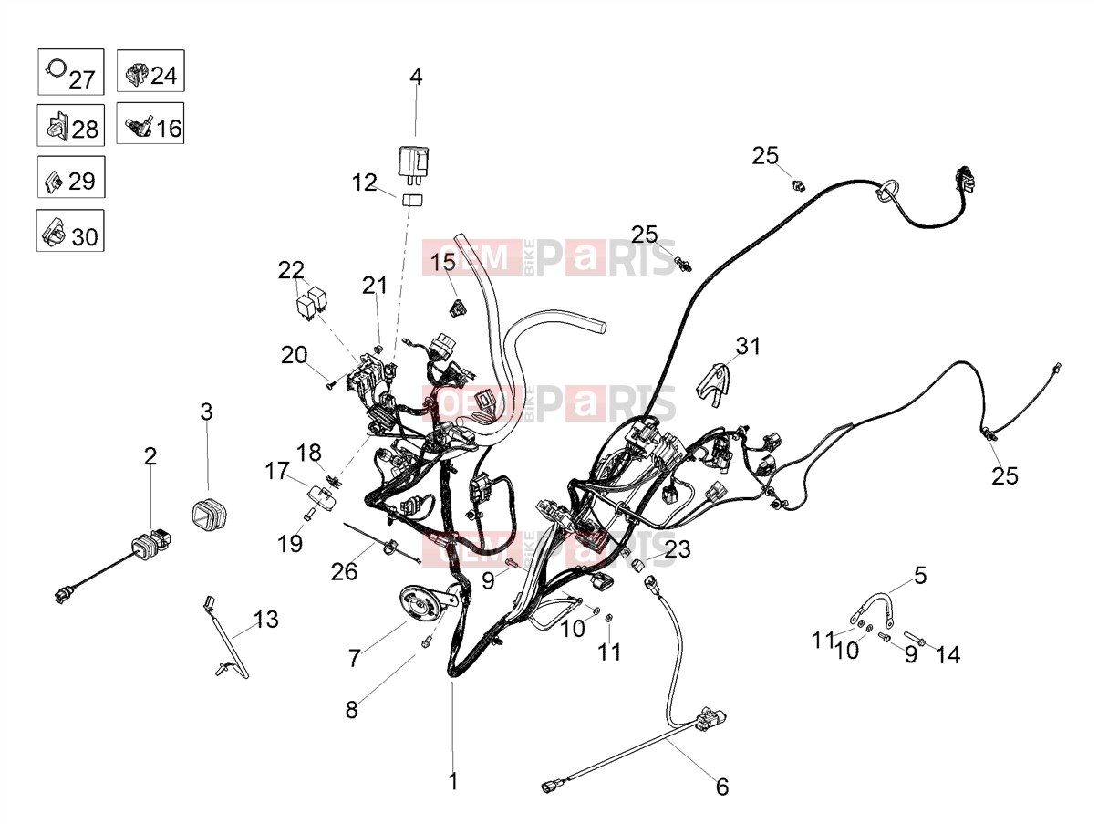 APRILIA SR GT 200 (EU) Electrical systems » Front electrical system