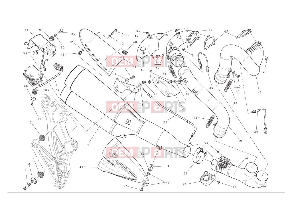 DUCATI 2012 Diavel Chromo Exhaust system