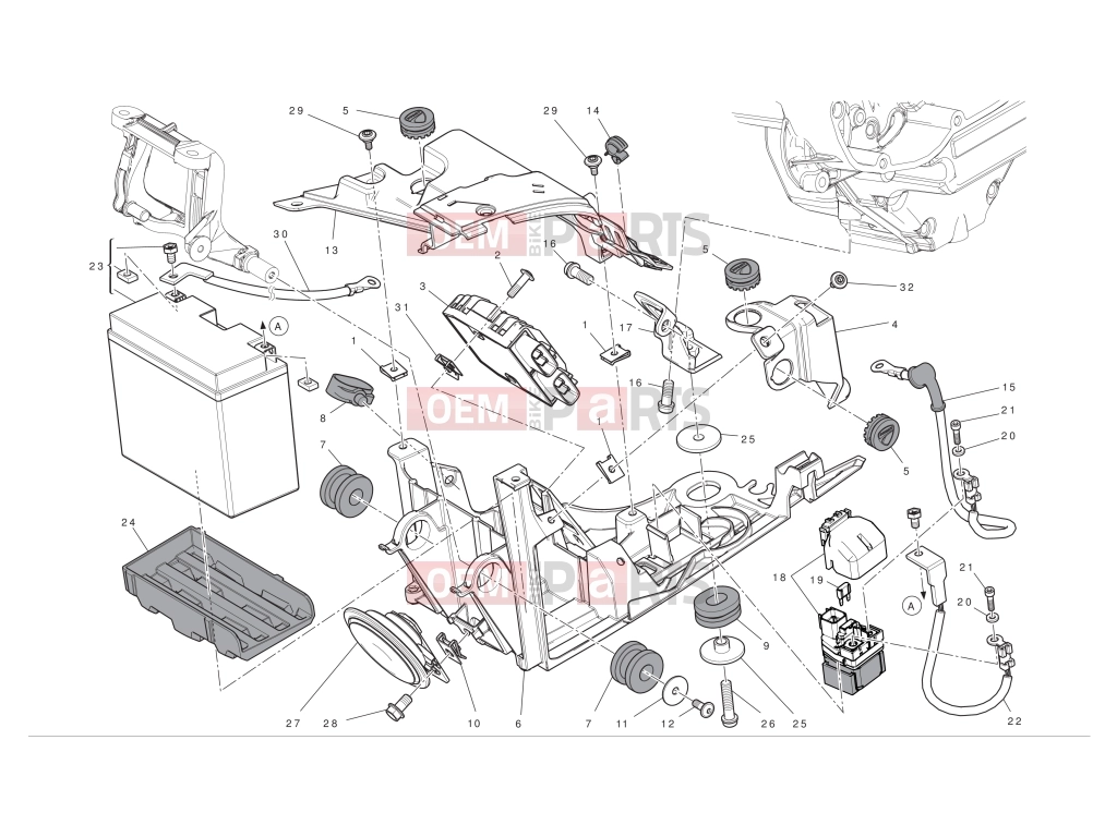 DUCATI 2012 Diavel Chromo Battery support