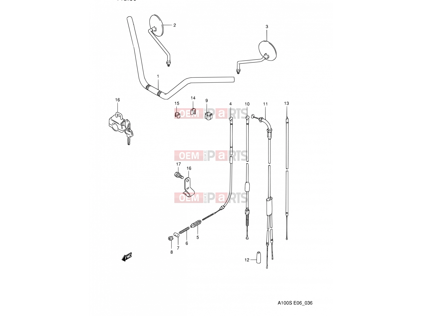 SUZUKI A100 S (1995) 36 - HANDLE BAR - CONTROL CABLE